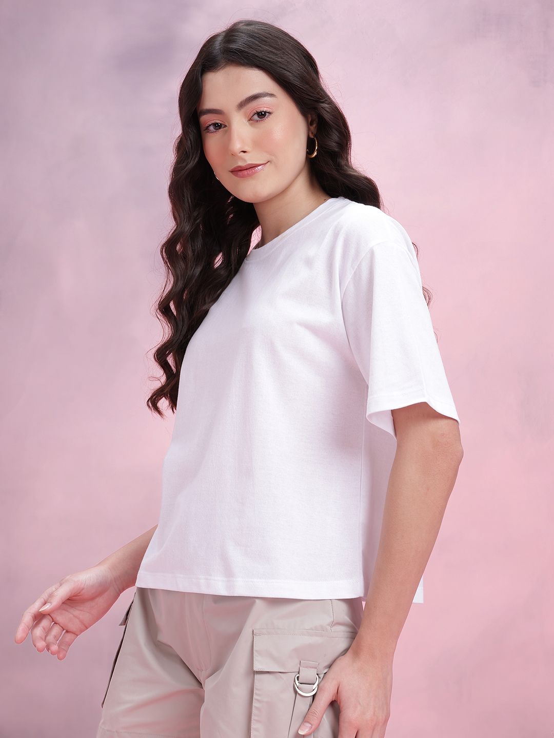 DressBerry Drop-Shoulder Sleeves Relaxed Fit T-shirt