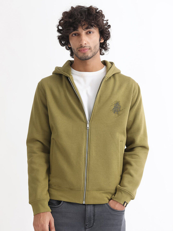 RARE RABBIT Men Scribble Graphic Print Hooded Sweatshirt