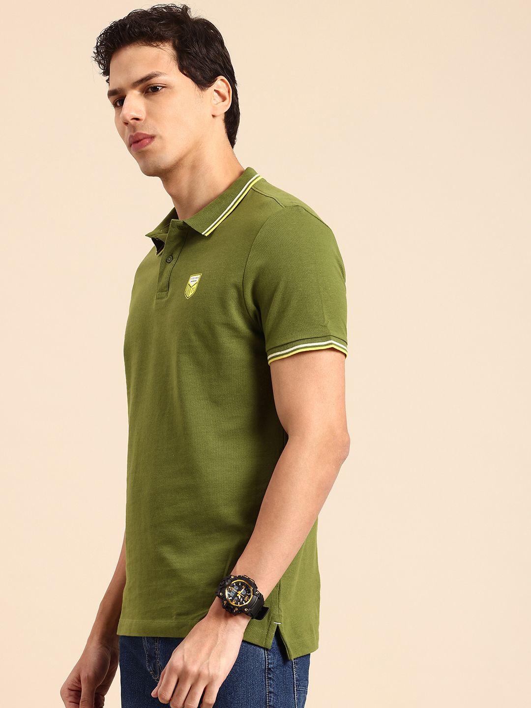 Menjadi kemeja t-shirt kolar kapas polo murni manusia