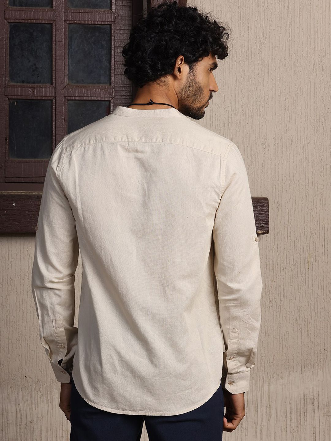 Thomas Scott Premium Cotton Linen Slim Fit Opaque Casual Shirt