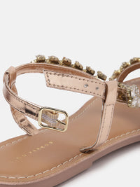 Lino Perros Women Embellished Party Open Toe Flats