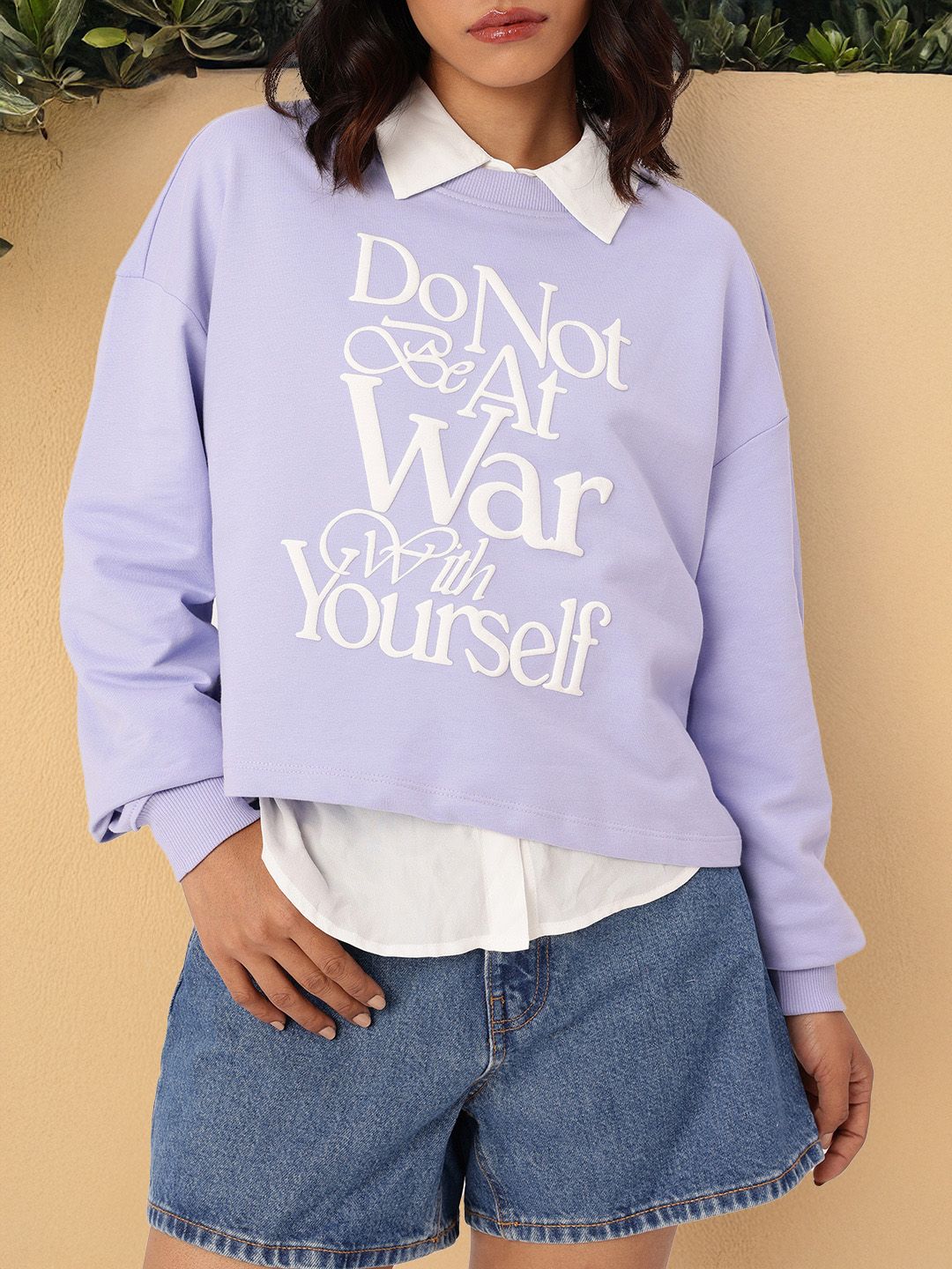 DressBerry Printed Cotton Terry Relaxed Fit Sweatshirt