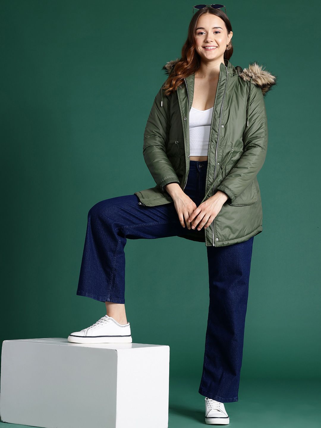 DressBerry Cinched Waist Hooded Jacket