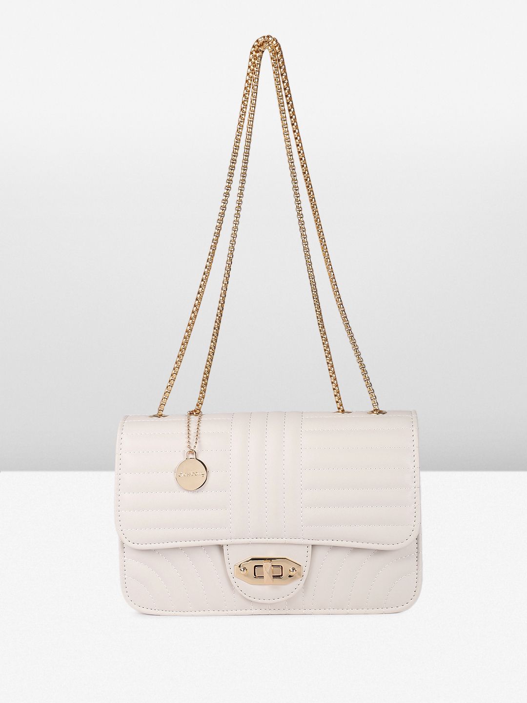 DressBerry Textured Structured Shoulder Bag with Quilted