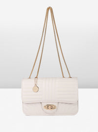 DressBerry Textured Structured Shoulder Bag with Quilted