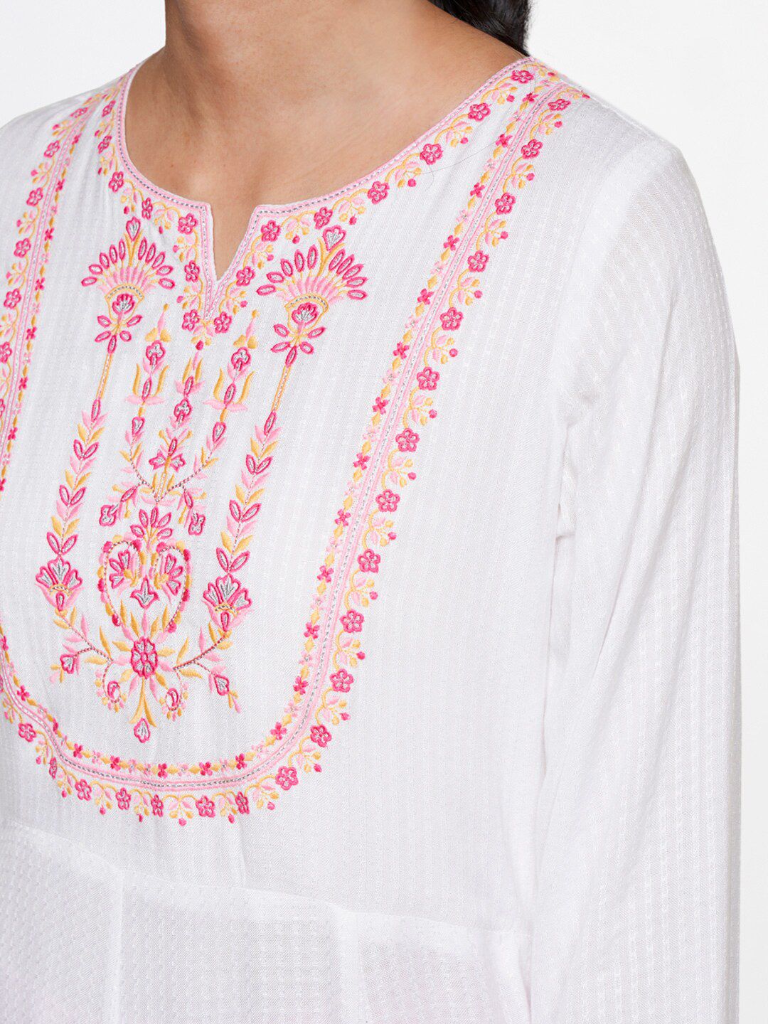 Global Desi Women Ethnic Motifs Embroidered Thread Work A-Line Kurta