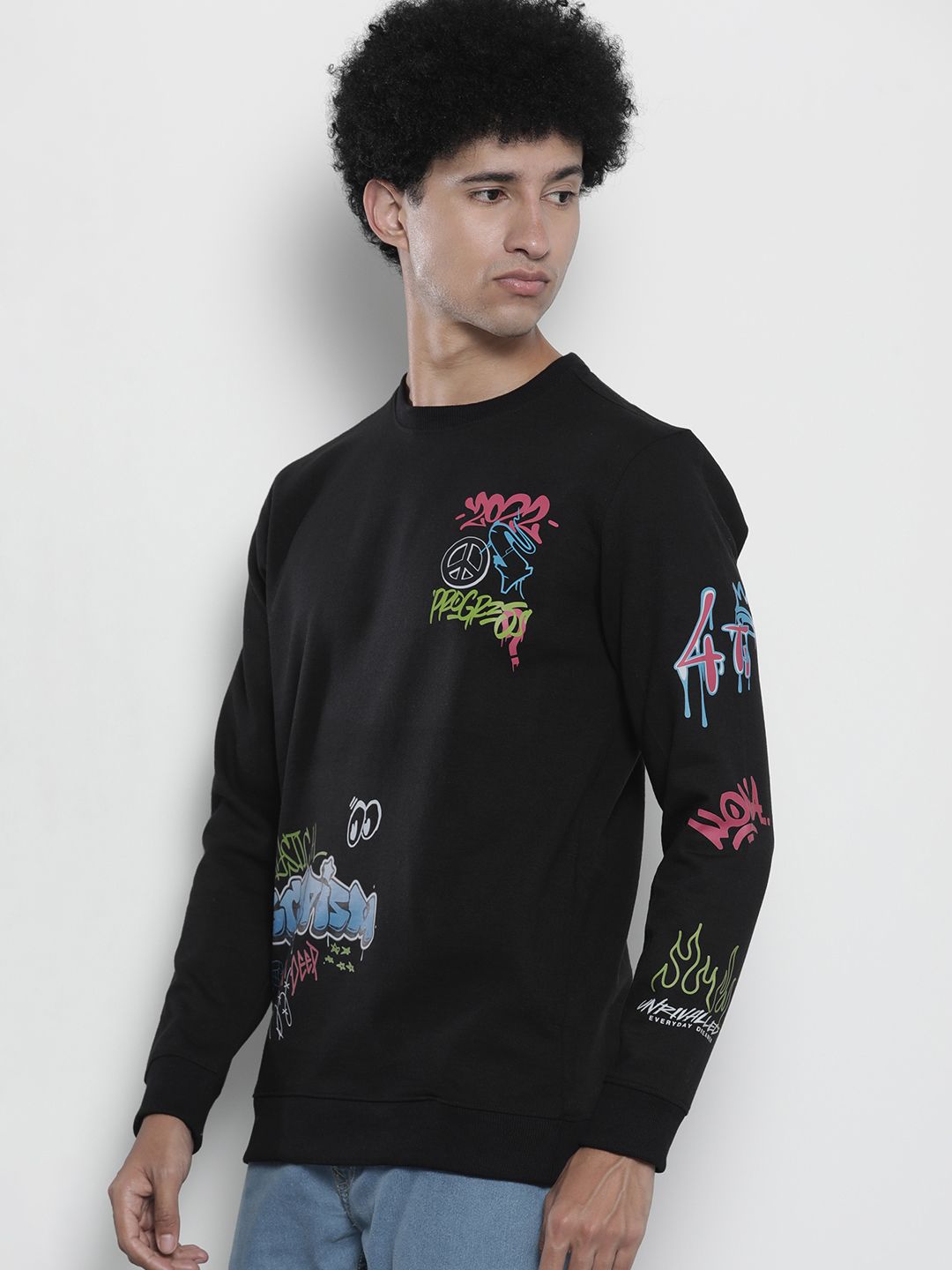 The Indian Garage Co Men Black Printed Sweatshirt