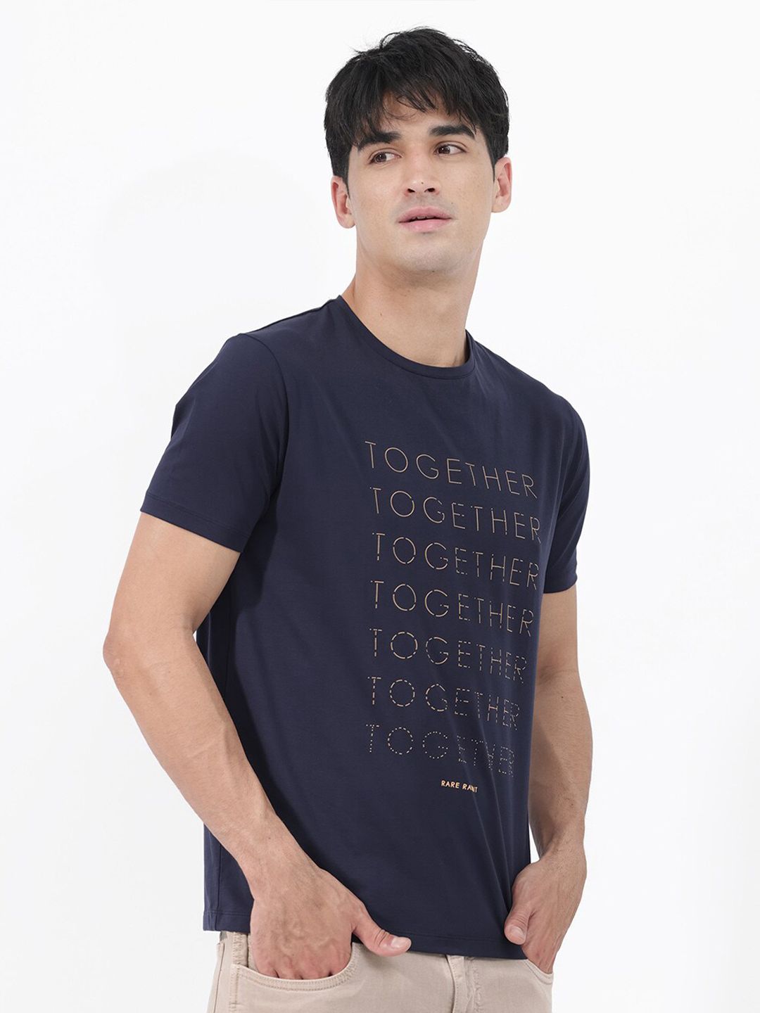 RARE RABBIT Men Rings-4 Slim Fit Solid Polo Collar T-Shirt