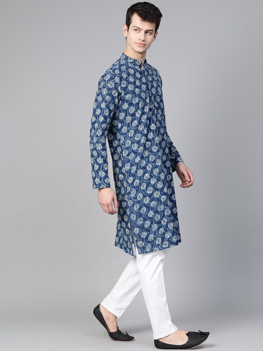 Lihat Reka Bentuk Lelaki Motif Etnik Dicetak Kurta Kapas Murni Dengan Piyama