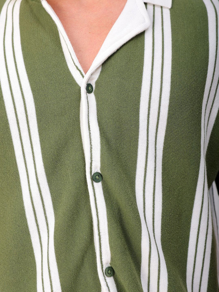 The Indian Garage Co Men Relaxed Fit Striped Flat Knit Polo Resortwear Shirt