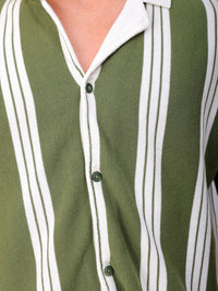 The Indian Garage Co Men Relaxed Fit Striped Flat Knit Polo Resortwear Shirt