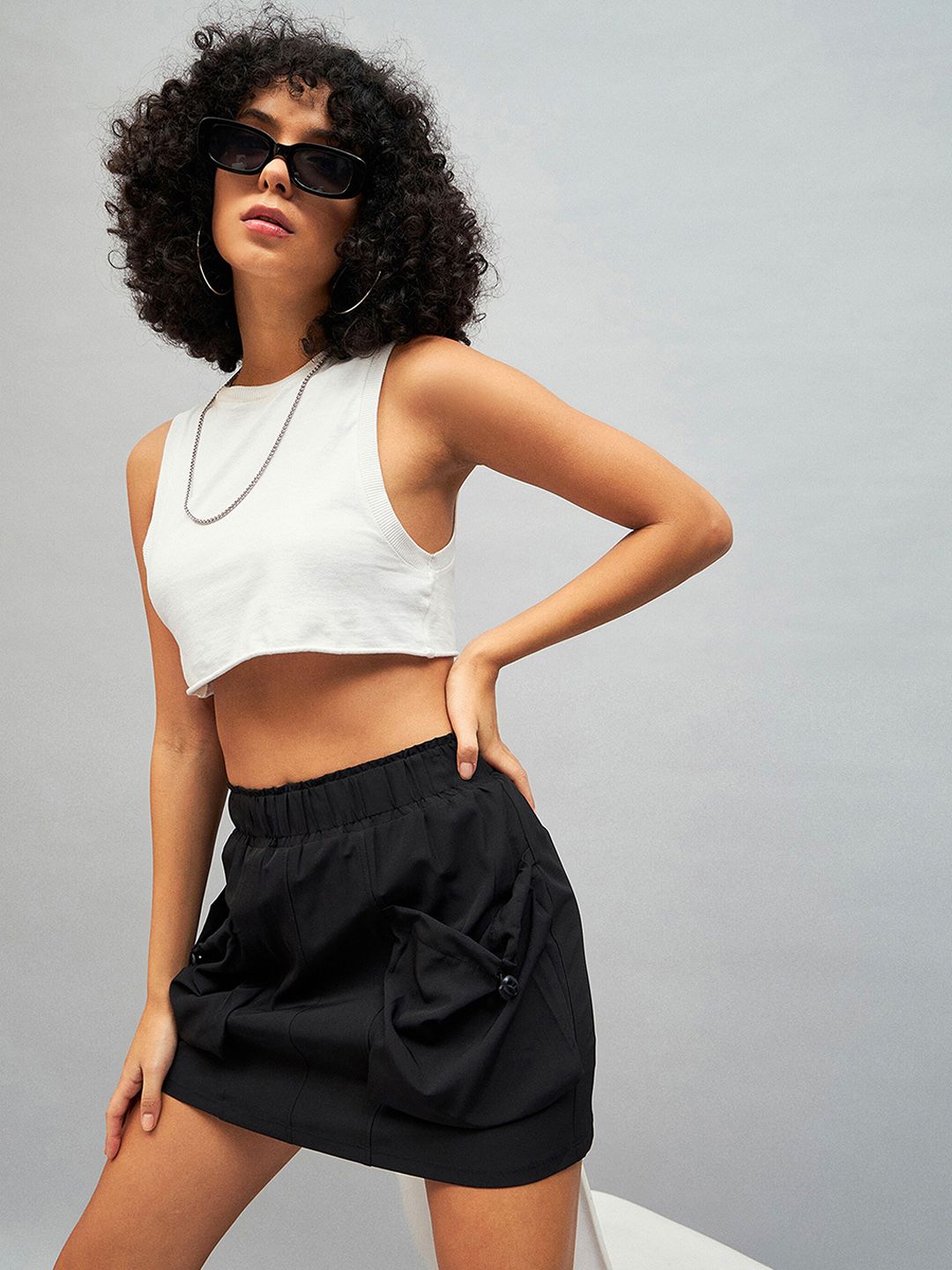 SASSAFRAS Black A-Line Mini Skirt