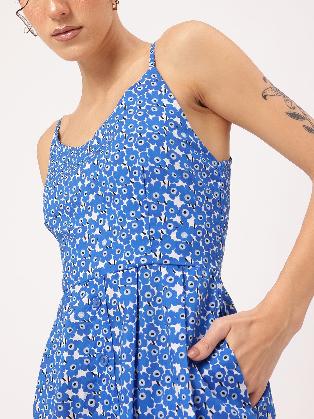 DressBerry Floral Print Styled-Back Knee Length Dress