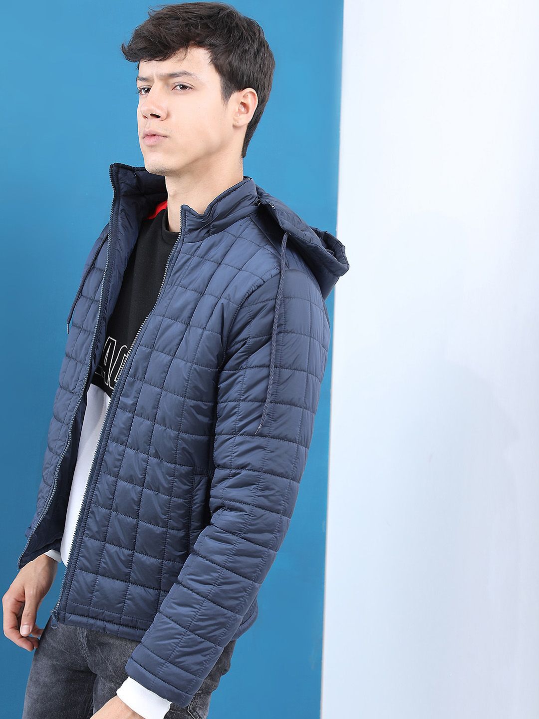 HIGHLANDER Men Navy Blue Padded Jacket