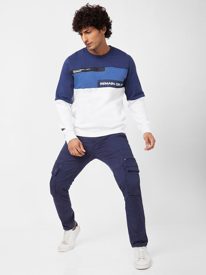 SPYKAR Colourblocked Cotton Pullover Sweatshirt