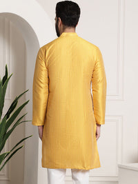 Sojanya Men Mustard Yellow & Golden Embellished Kurta