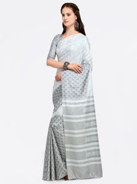 Saree mall Grey Printed Silk Blend Saree