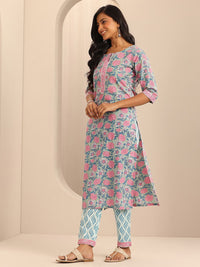 Libas Printed Regular Gotta Patti Pure Cotton Straight Kurta with Trousers & Dupatta
