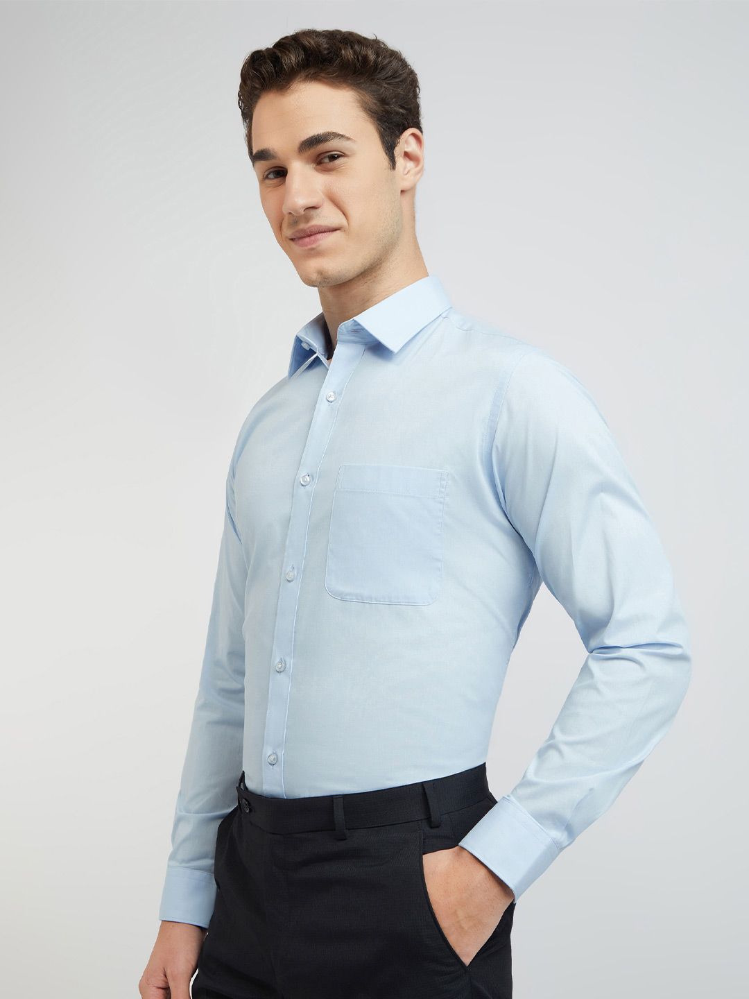 Raymond Solid Slim Fit Pure Cotton Formal Shirt
