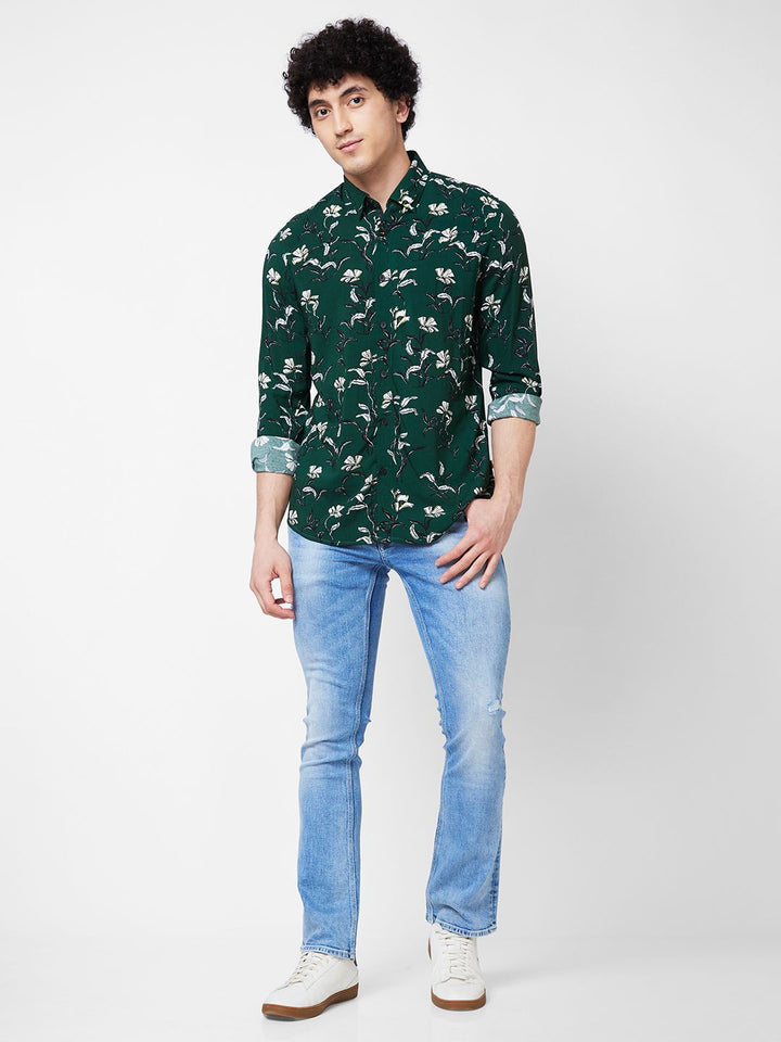 SPYKAR Floral Printed Cotton Casual Shirt