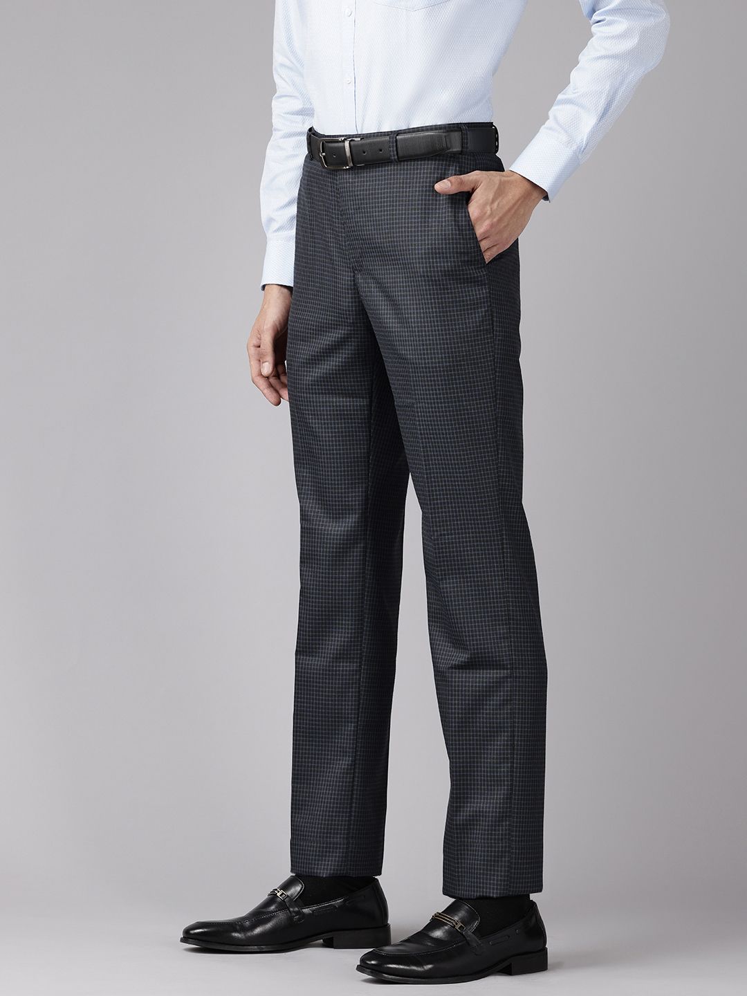 Park Avenue Men Checker Printed Formal Trousers