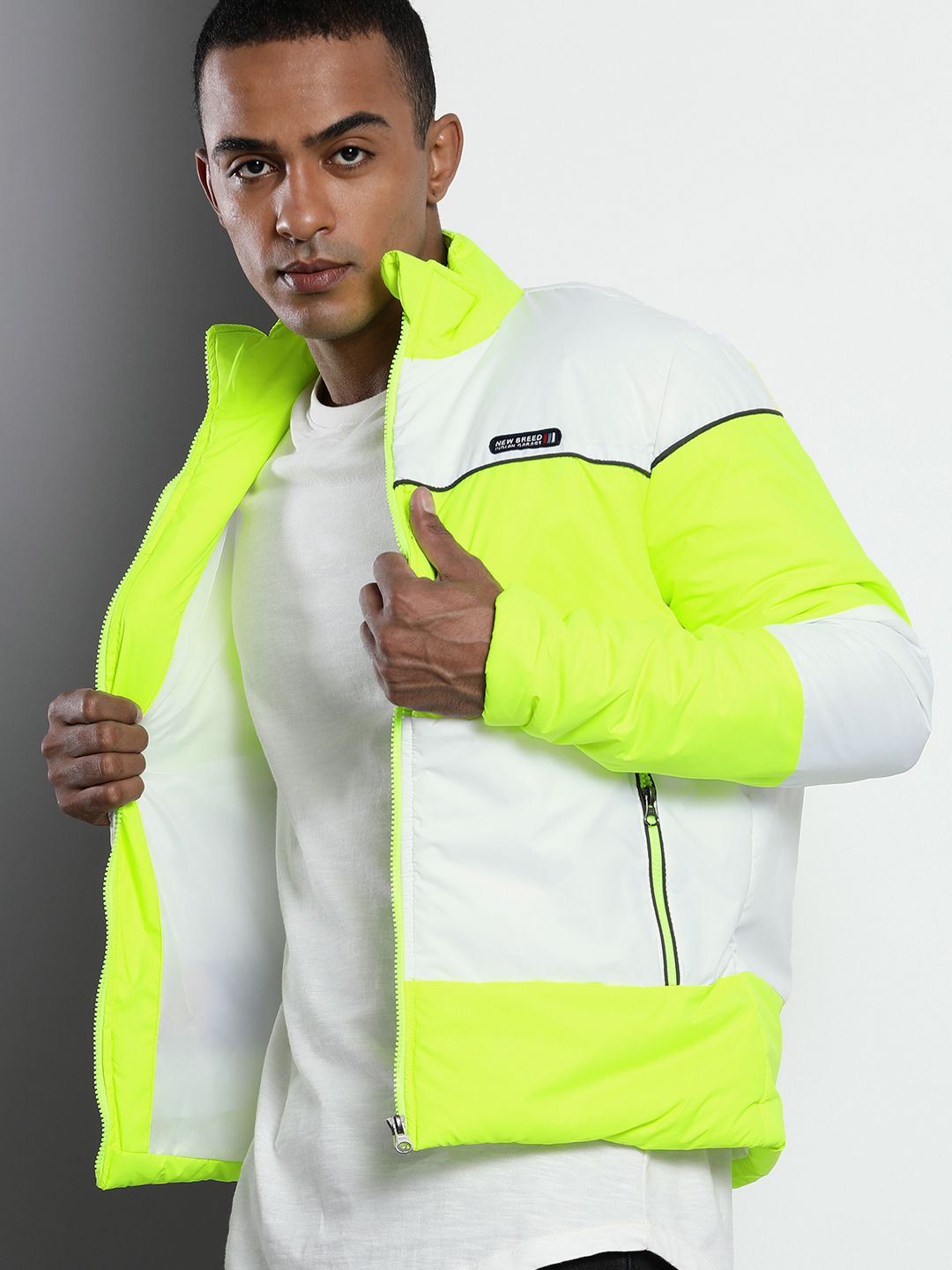The Indian Garage Co Men Colourblock Slim Fit Bomber Jacket