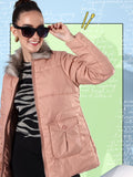 DressBerry Women Longline Padded Jacket With Faux Fur Trim Detail