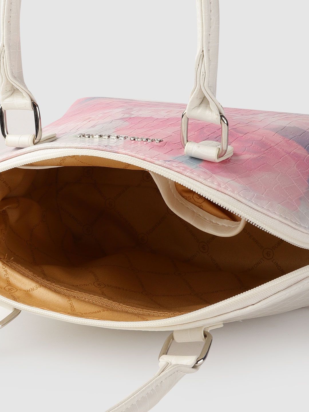 Lino Perros Pink Floral Printed PU Structured Shoulder Bag