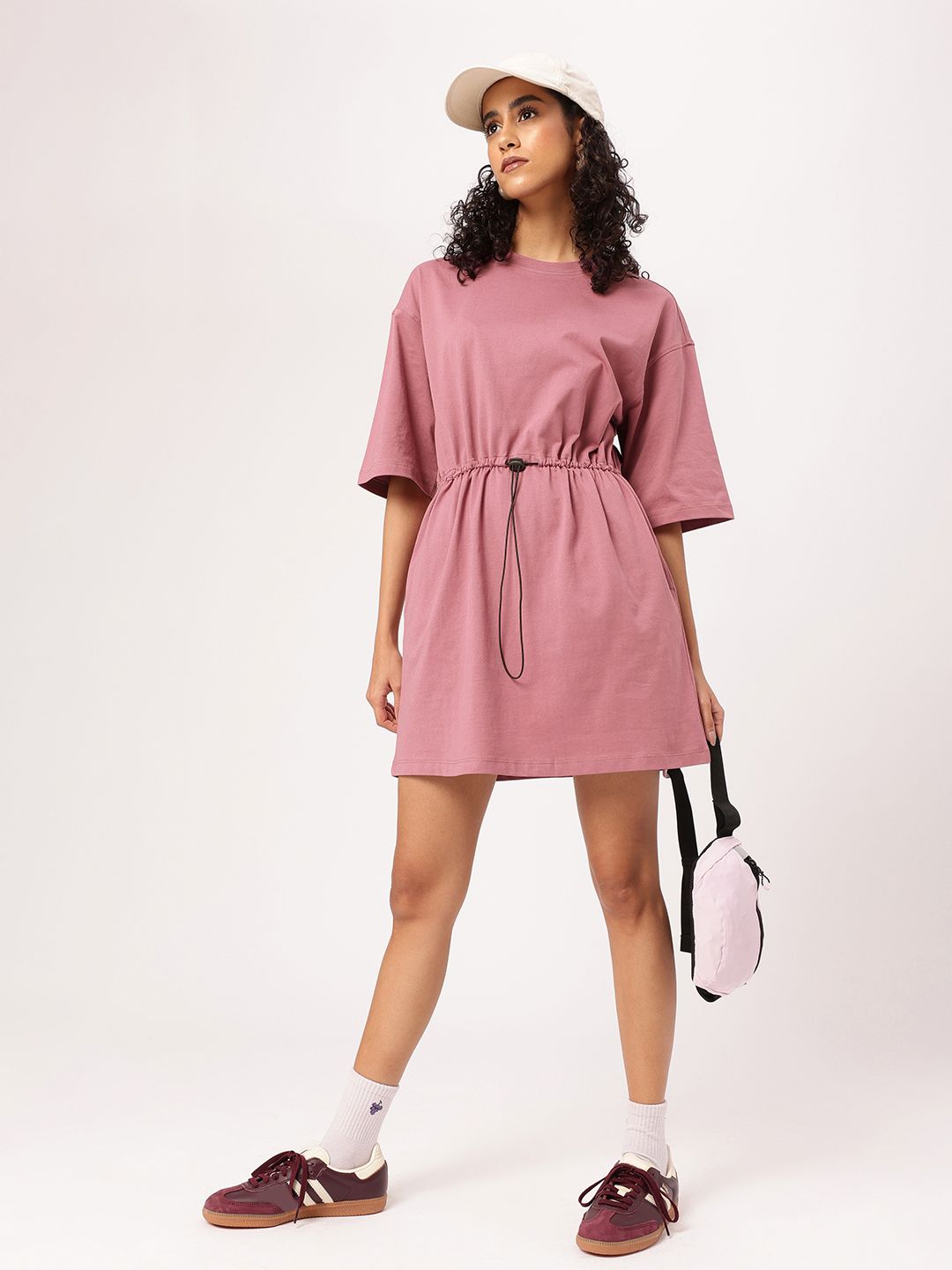 DressBerry Slay the Street Mini T-shirt Dress With Waist Toggle