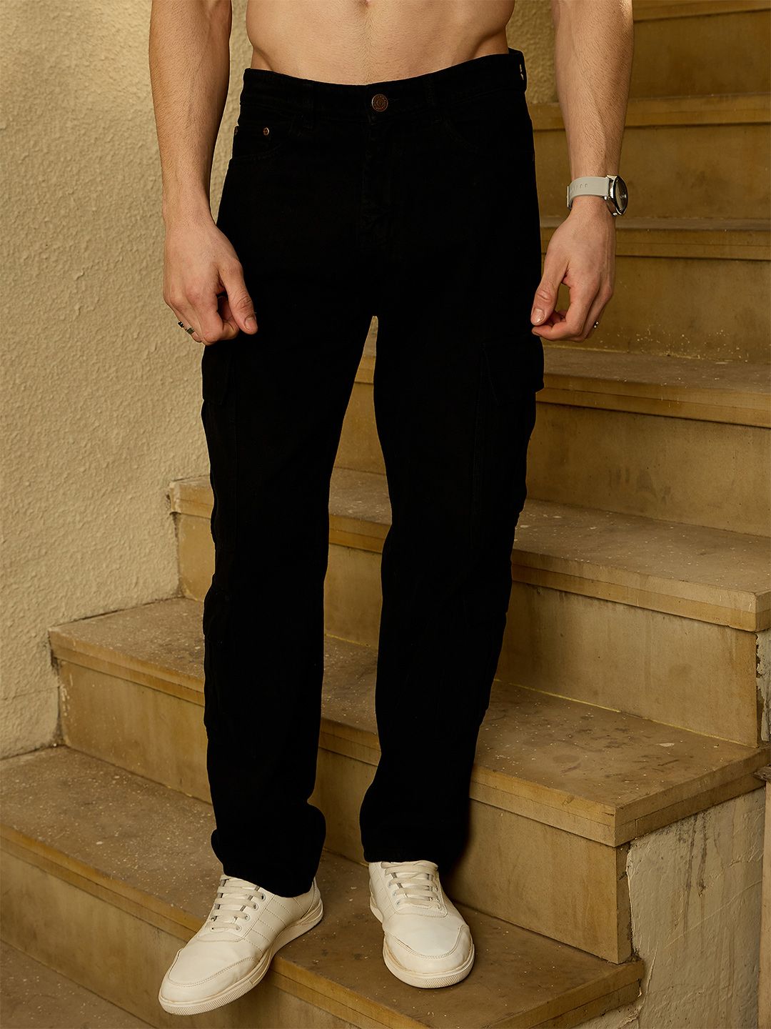 DENNISON Korean Baggy Fit Cargo Jeans