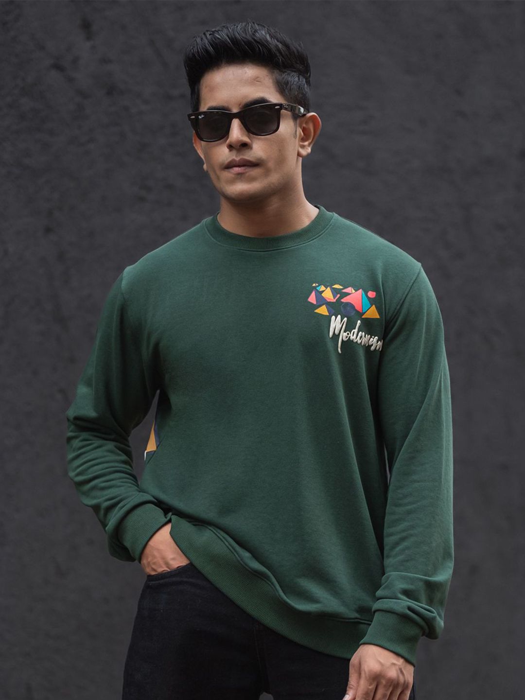 Powerlook Men Graphic Printed Round Neck Sweatshirt