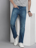 The Indian Garage Co Men Slim Straight Fit Light Fade Stretchable Jeans