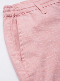 The Indian Garage Co Men Pink Melange Effect Slim Fit Trousers