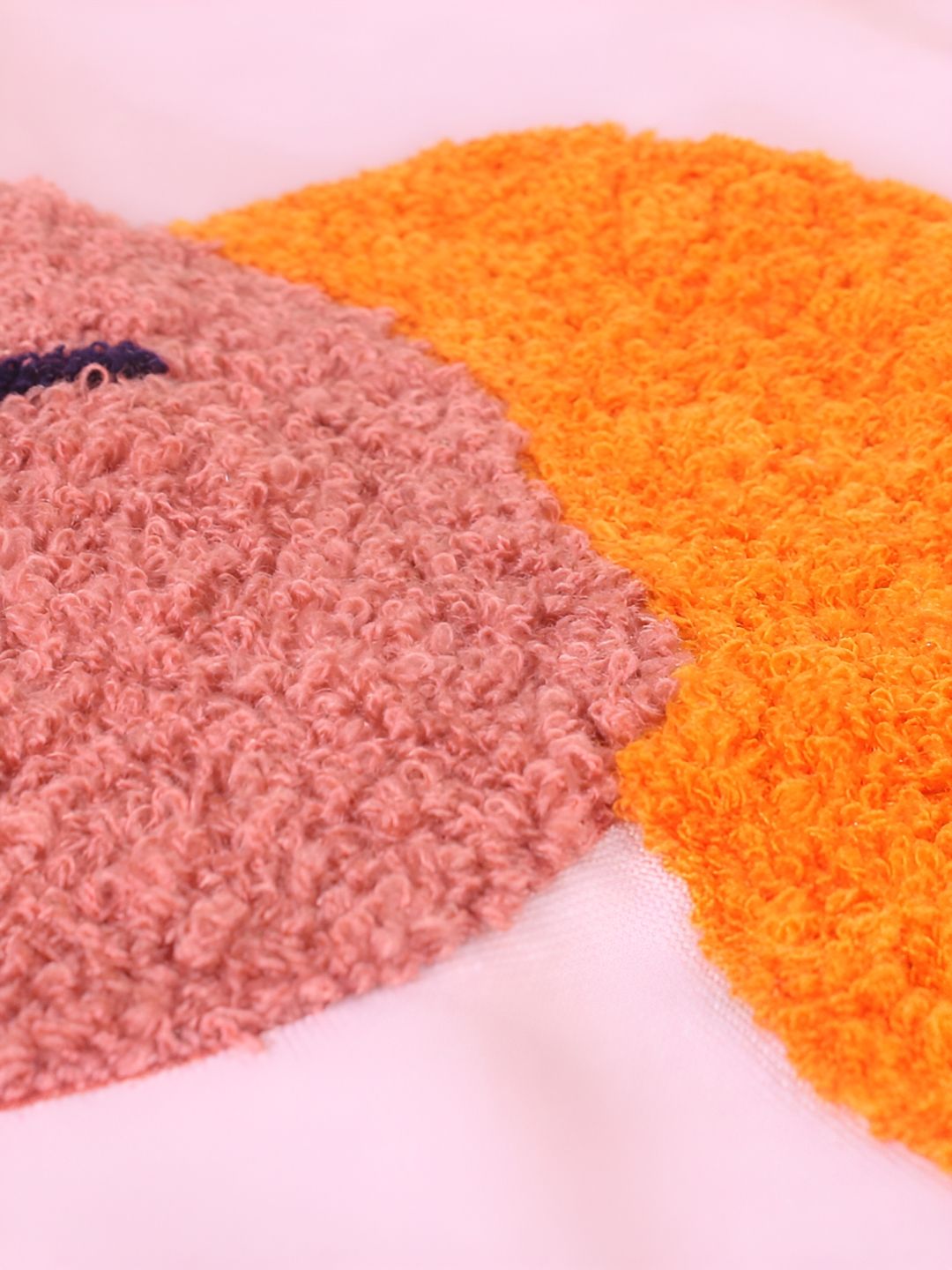 STITCHNEST Orange & Pink Embroidered Square Cushion Cover