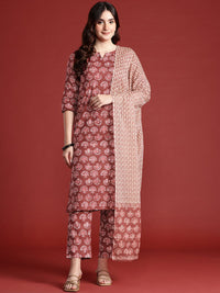Anouk Women Ethnic Motifs Printed Pure Cotton Kurta with Trousers & Dupatta
