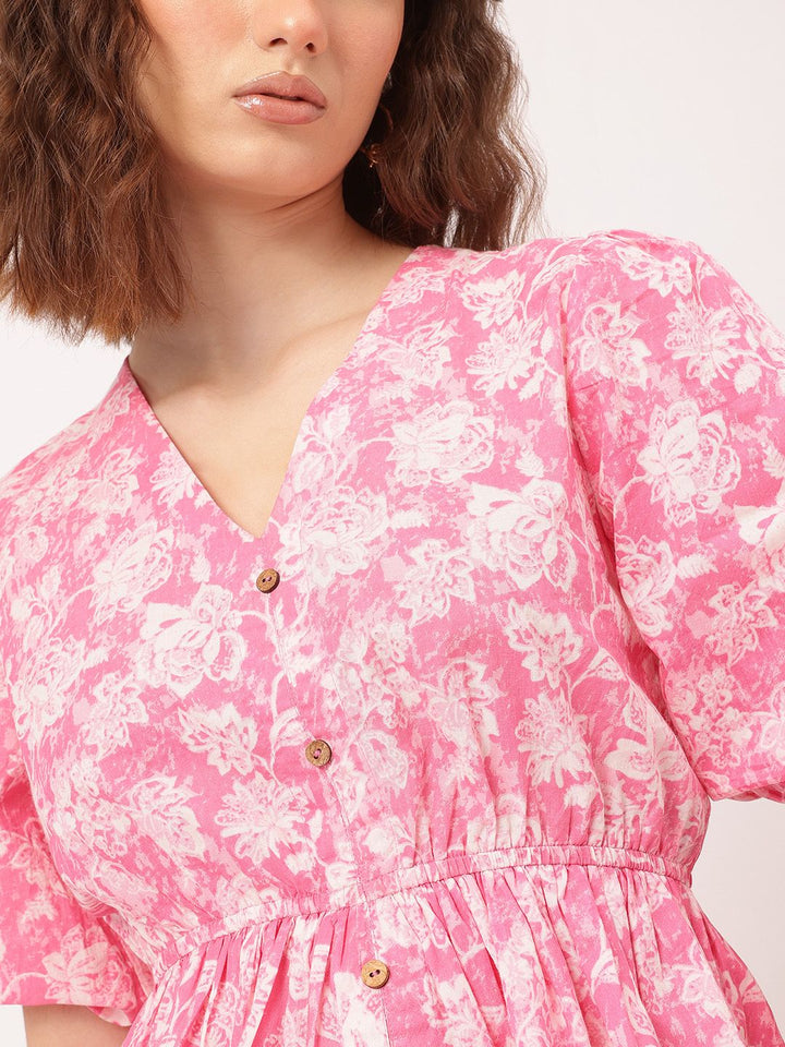 DressBerry Serene Petals Floral Peplum Top
