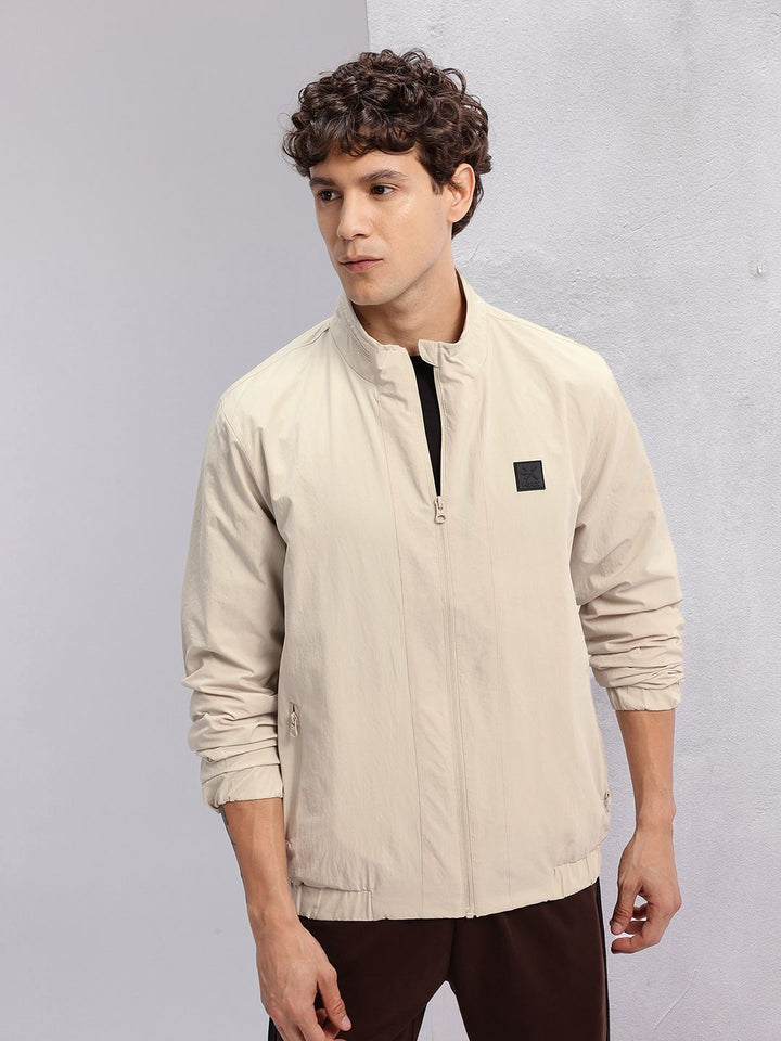 HRX by Hrithik Roshan Brand Logo Detail Mock Collar Lifestyle Bomber Jacket