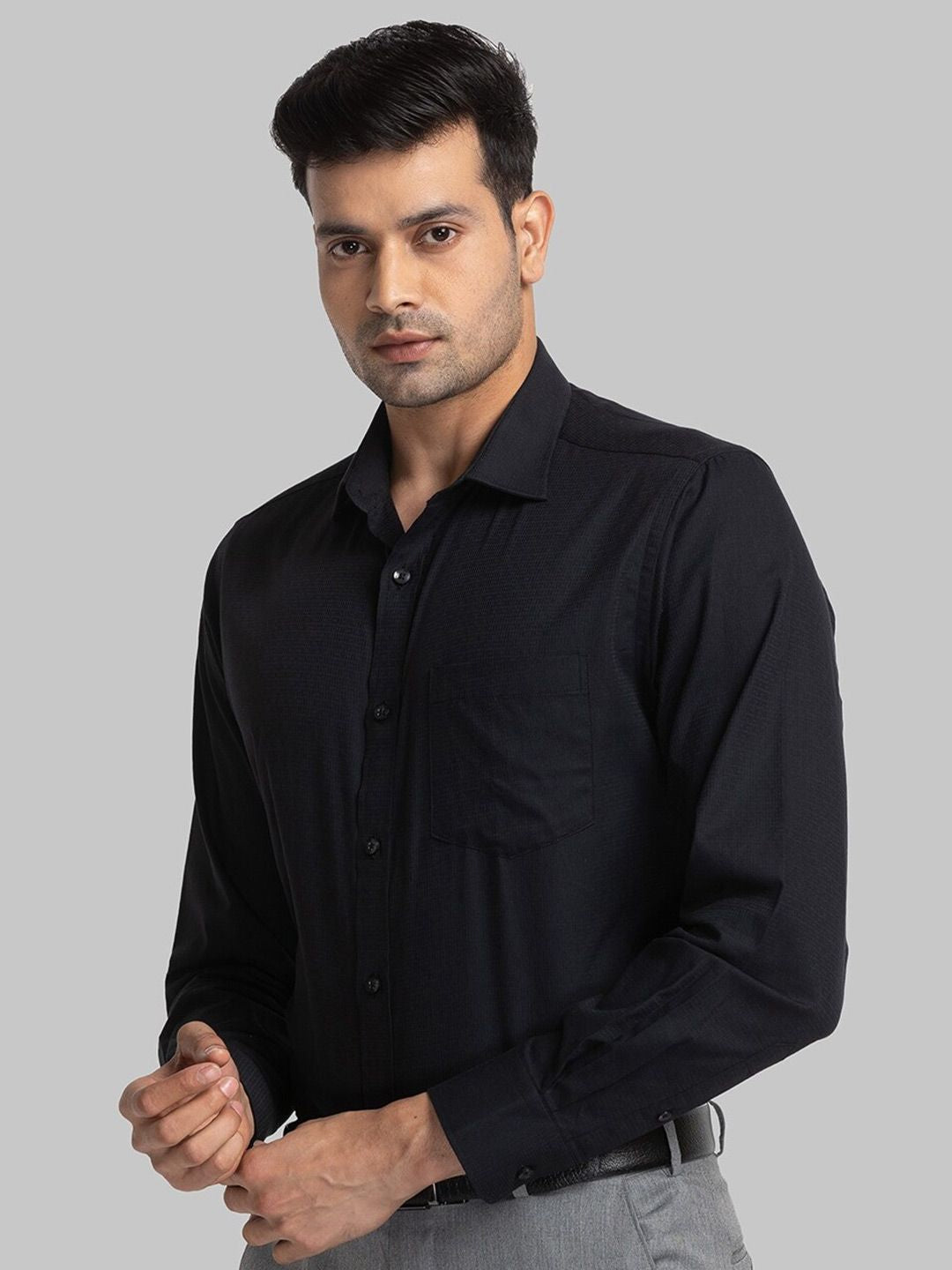 Park Avenue Self Design Slim Fit Organic Cotton Formal Shirt
