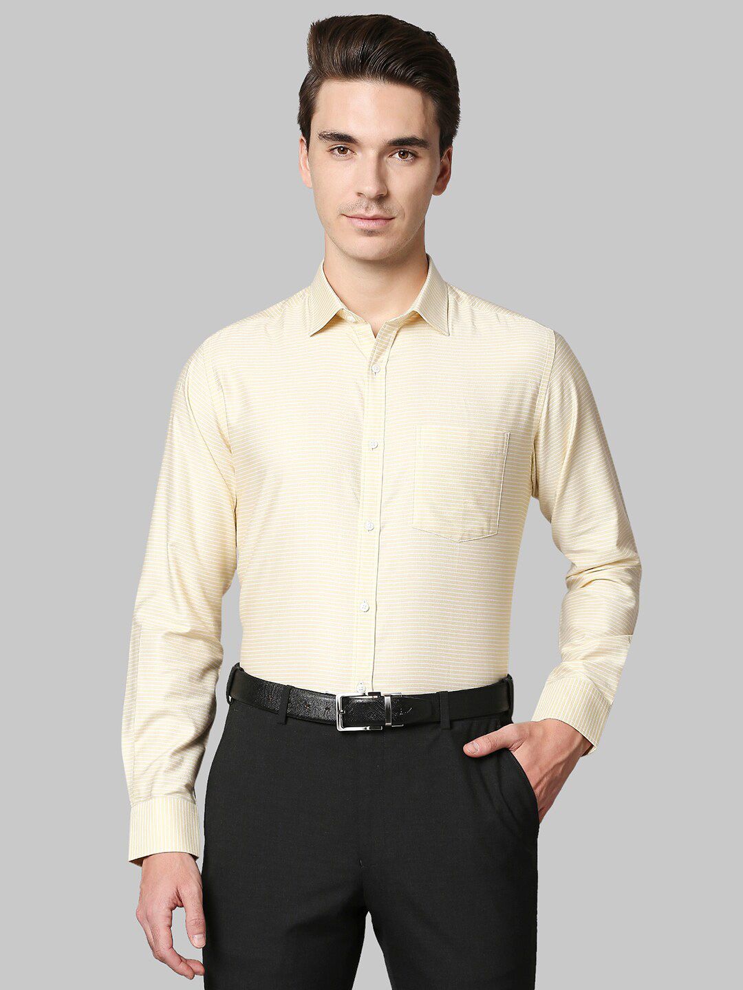 Park Avenue Men Yellow Slim Fit Cotton Formal Shirt