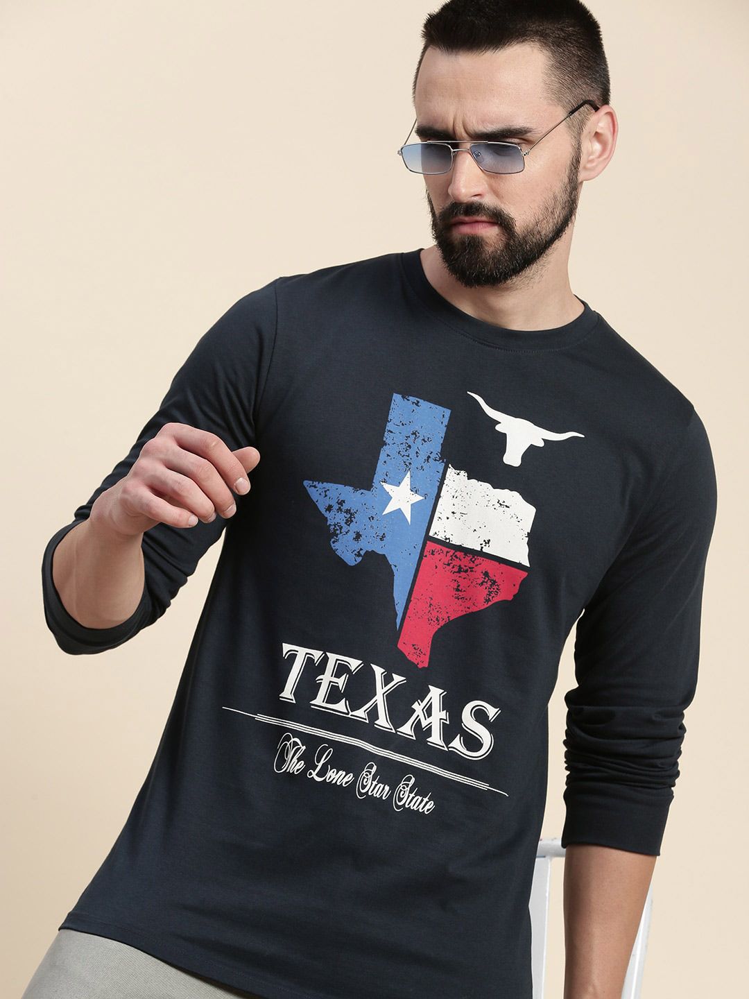 DILLINGER Graphic Printed Round Neck Long Sleeves Pure Cotton T-shirt