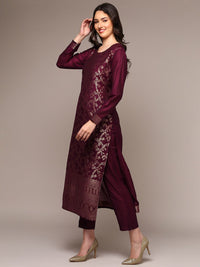 KALINI Floral Woven Design Zari Straight Kurta With Trousers & Dupatta