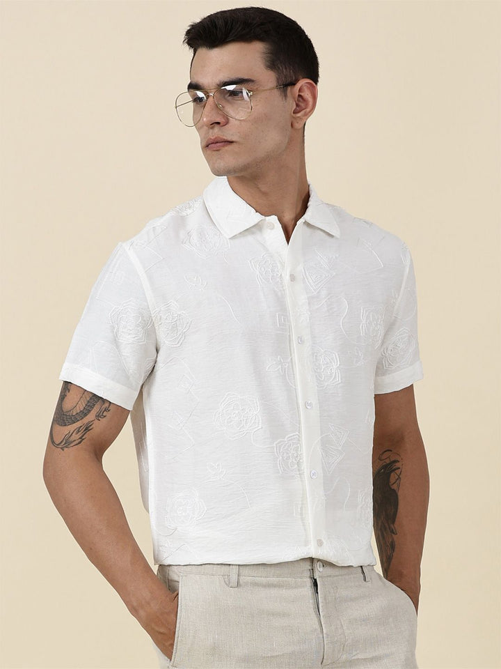 Thomas Scott Men Embroidered Regular Fit Casual Shirt