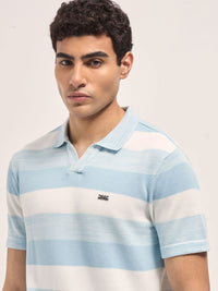 THE BEAR HOUSE Men Striped Polo Collar Cotton Slim Fit T-shirt