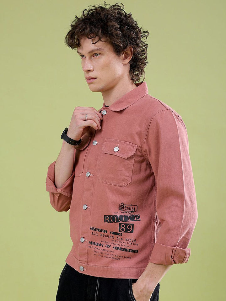 The Indian Garage Co Men Typography Denim Jacket with Embroidered