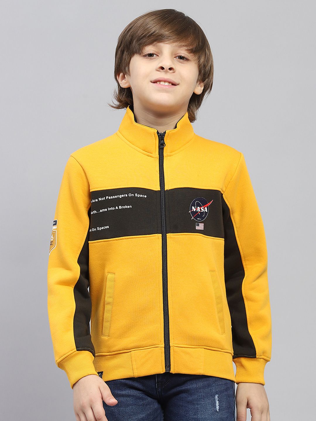 Monte Carlo Kids Boys Mock Collar Striped Sweatshirt