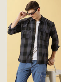 Thomas Scott Classic Buffalo Checked Twill Cotton Shirt