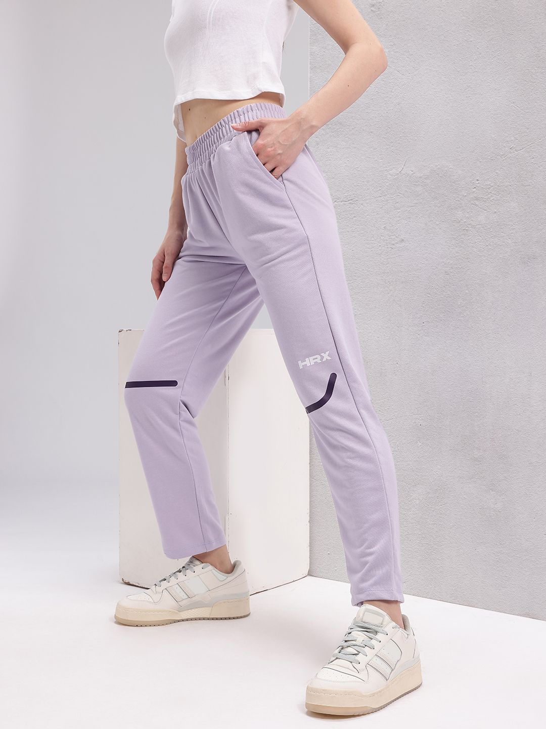 HRX by Hrithik Roshan Women Mid-Rise Brand Logo Print Lifestyle Track Pants