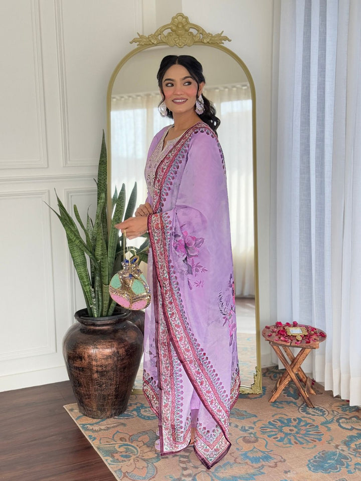 KALINI Women Floral Embroidered Regular Thread Work Kurta with Trousers & With Dupatta