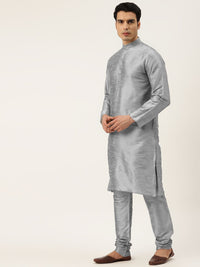 SOJANYA Men Grey & Blue Kurta with Churidar