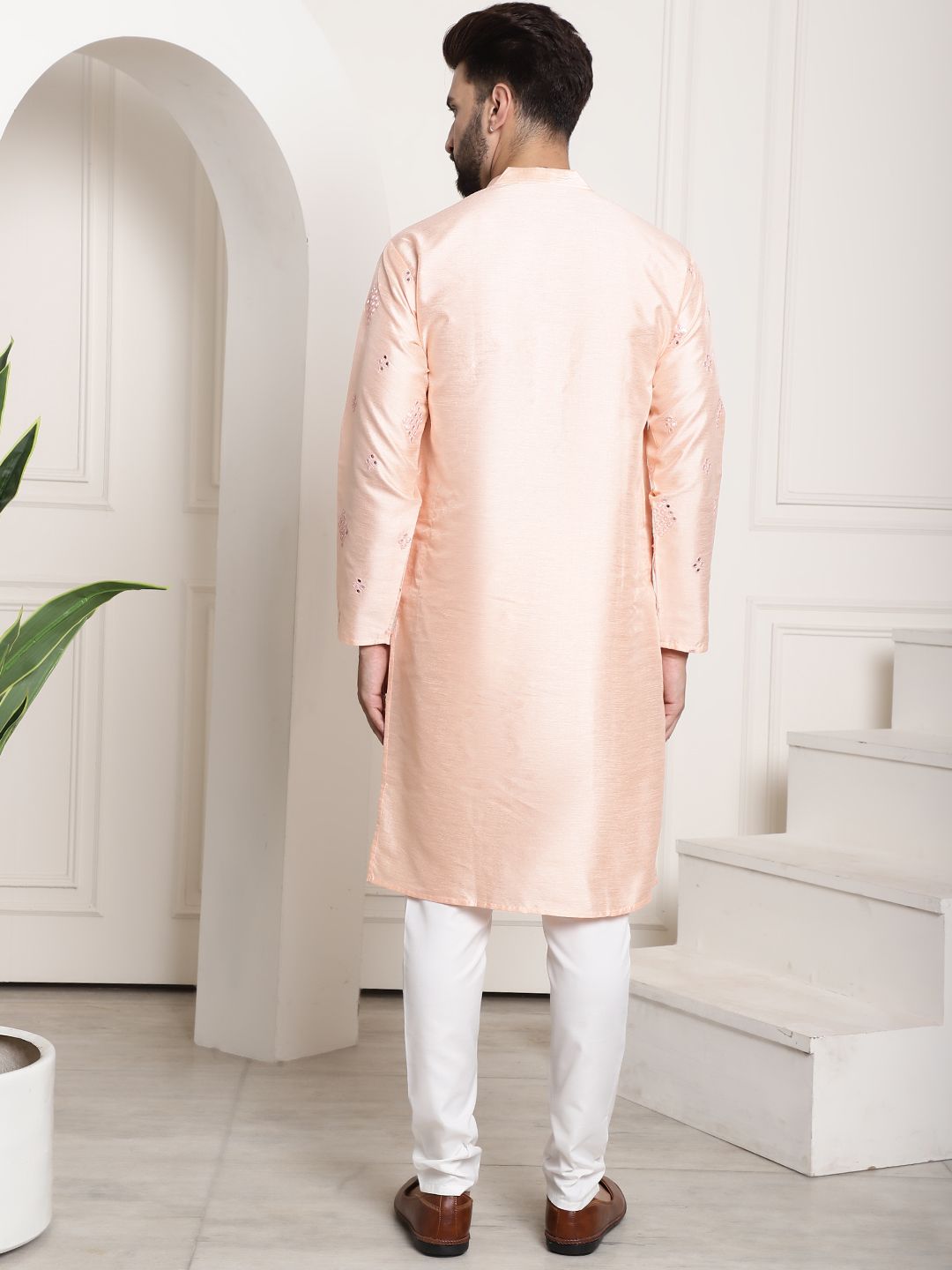 SOJANYA Mandarin Collar Regular Mirror Work Kurta with Pyjamas